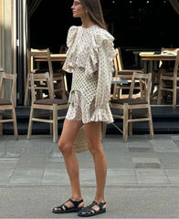 Loose Ruffle Mini Floral Dress