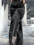 Mall Fishtail Waist Half Fold Ruffle Slim Goth Elastic High Sweet Wrapped Women Hip Skirt