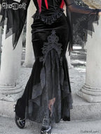 Mall Fishtail Waist Half Fold Ruffle Slim Goth Elastic High Sweet Wrapped Women Hip Skirt