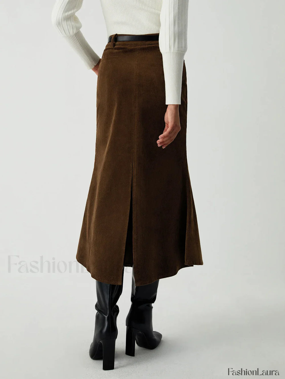 Maple Corduroy Graceful Midi Skirt Skirts