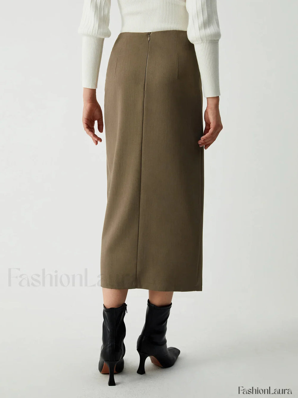 Maple Wrap Graceful Slit Midi Skirt Skirts