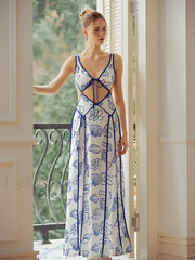 Marine Organism Pattern Trendy Backless Long Dress Dresses