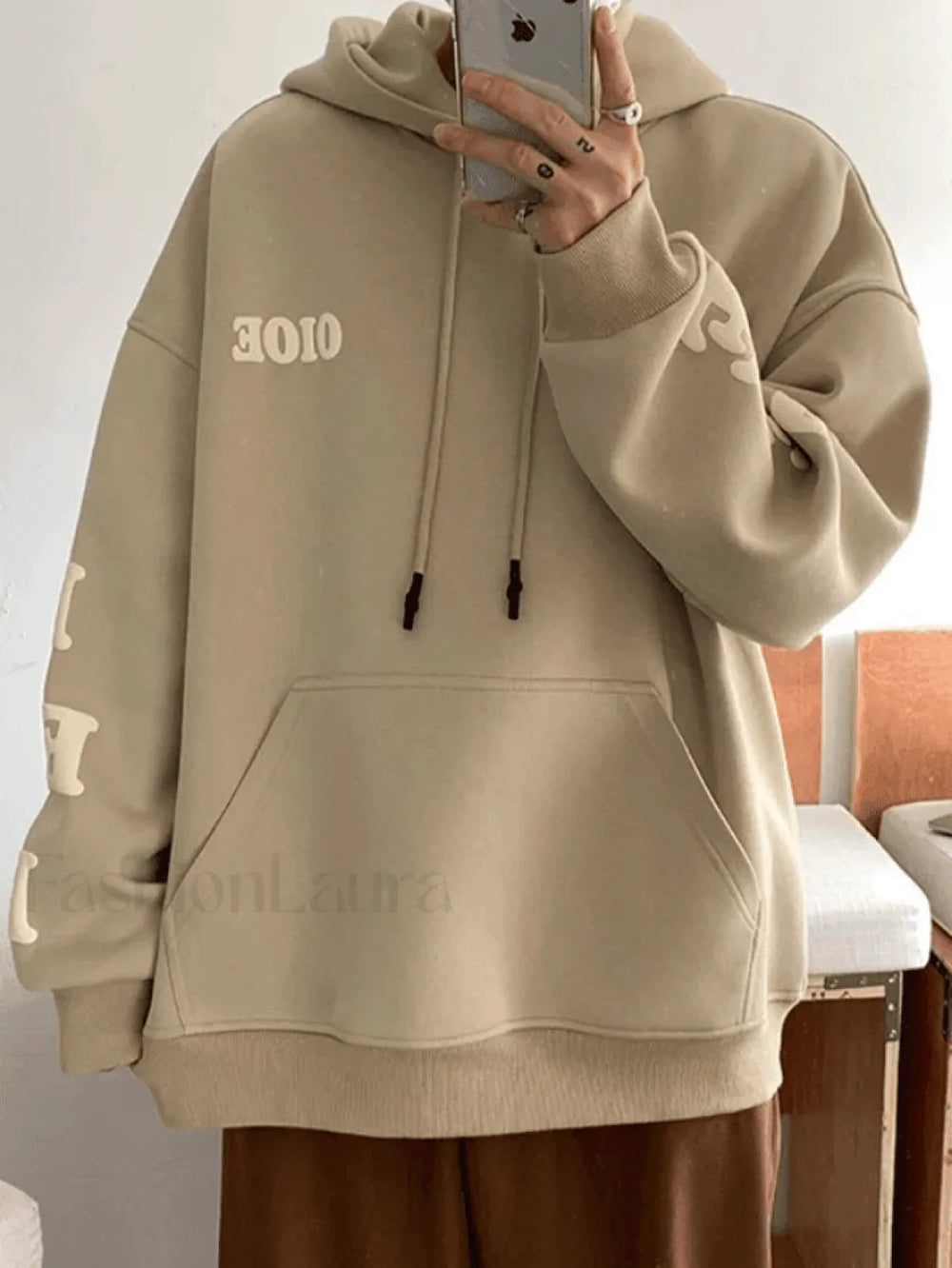 Men’s Alphabet Graphic Pullover Hoodie Sweatshirts & Hoodies L