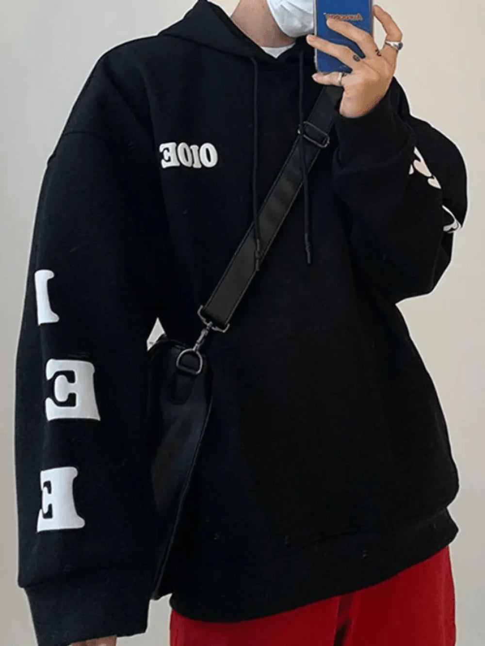 Men’s Alphabet Graphic Pullover Hoodie Sweatshirts & Hoodies L