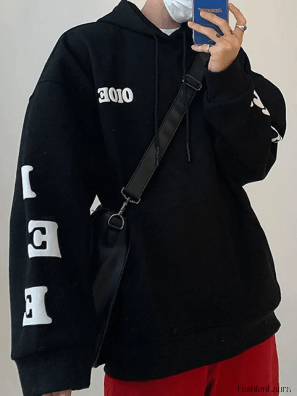 Men’s Alphabet Graphic Pullover Hoodie Sweatshirts & Hoodies L