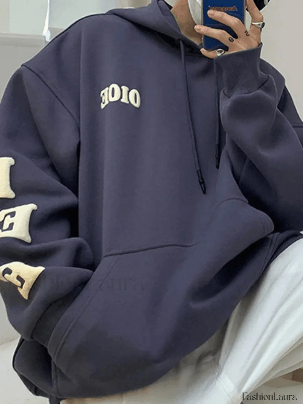 Men’s Alphabet Graphic Pullover Hoodie Sweatshirts & Hoodies L