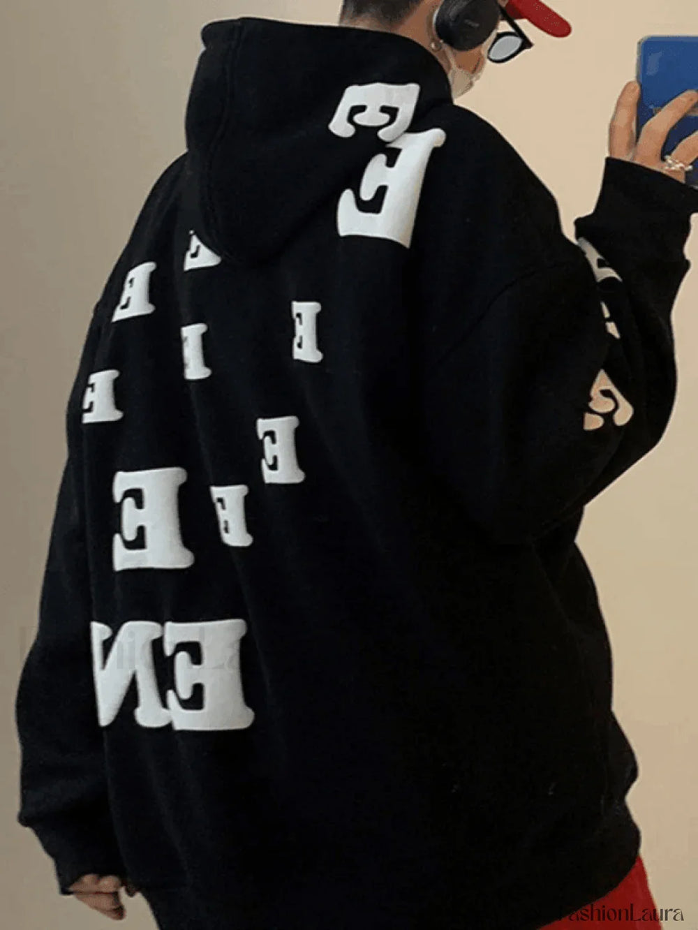 Men’s Alphabet Graphic Pullover Hoodie Sweatshirts & Hoodies L