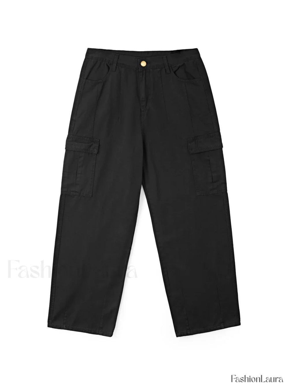 Men’s Cargo Pocket Patched Straight Leg Jeans loose jeans