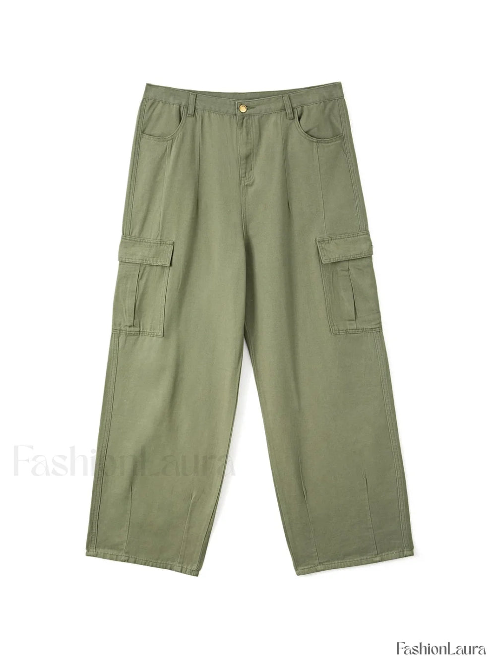 Men’s Cargo Pocket Patched Straight Leg Jeans loose jeans