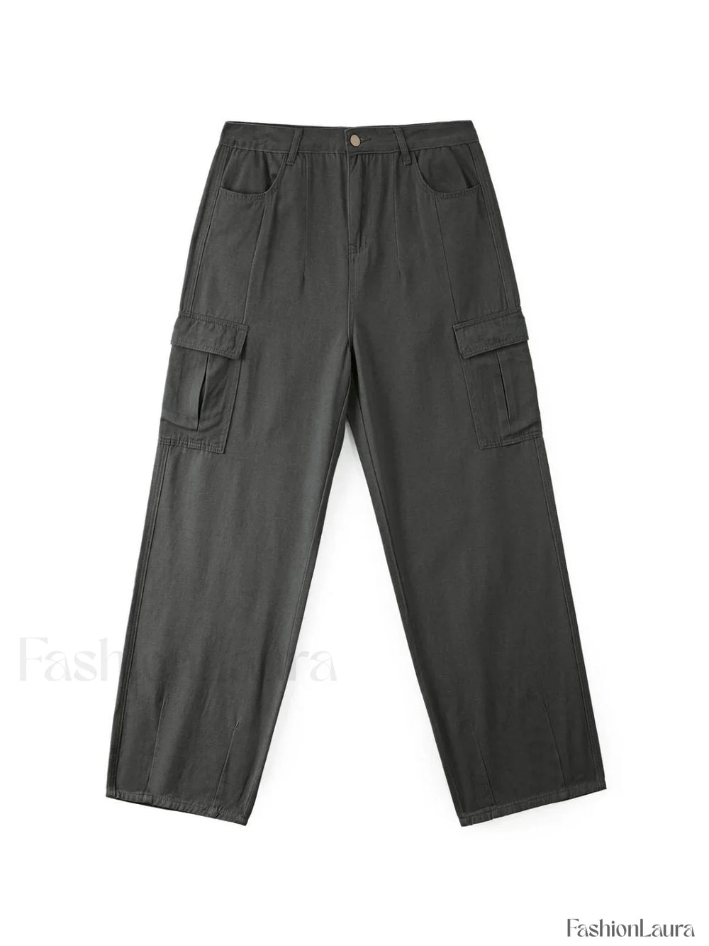 Men’s Cargo Pocket Patched Straight Leg Jeans loose jeans