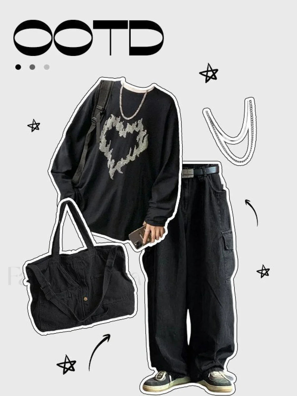 Men’s Cargo Pocket Patched Straight Leg Jeans loose jeans