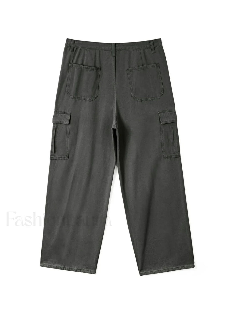 Men’s Cargo Pocket Patched Straight Leg Jeans loose jeans