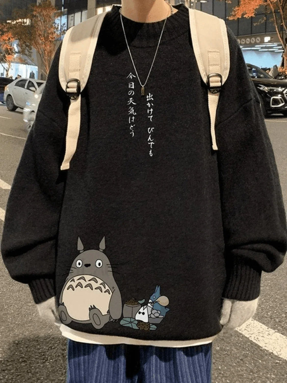 Men’s Cartoon Long Sleeve Knit Sweater Black / M Sweaters