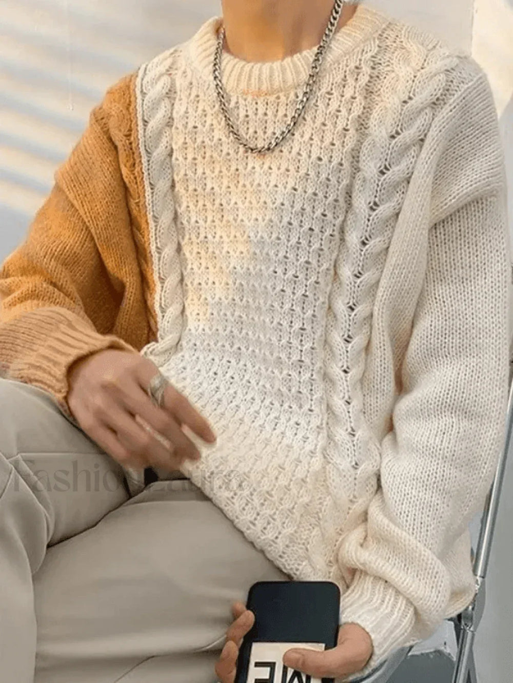 Men’s Color Block Cable Knit Sweater Sweaters