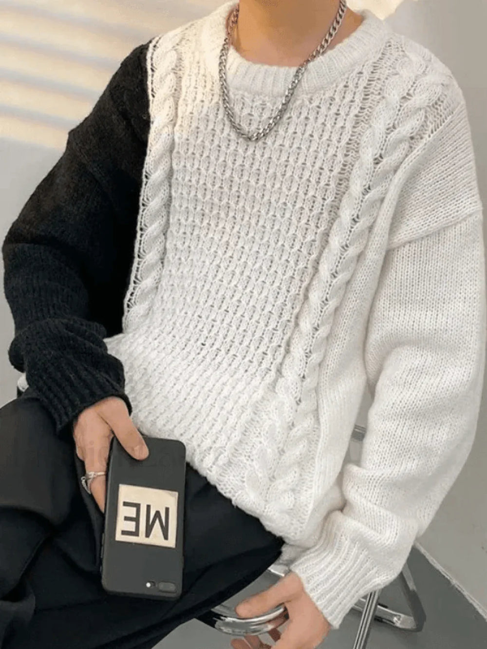 Men’s Color Block Cable Knit Sweater Sweaters