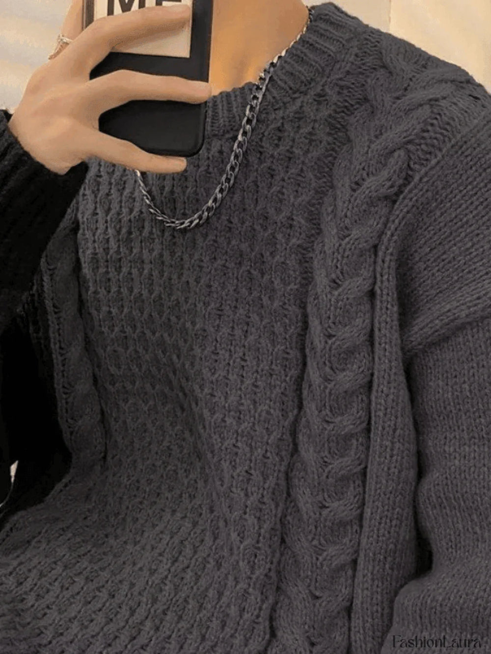 Men’s Color Block Cable Knit Sweater Sweaters
