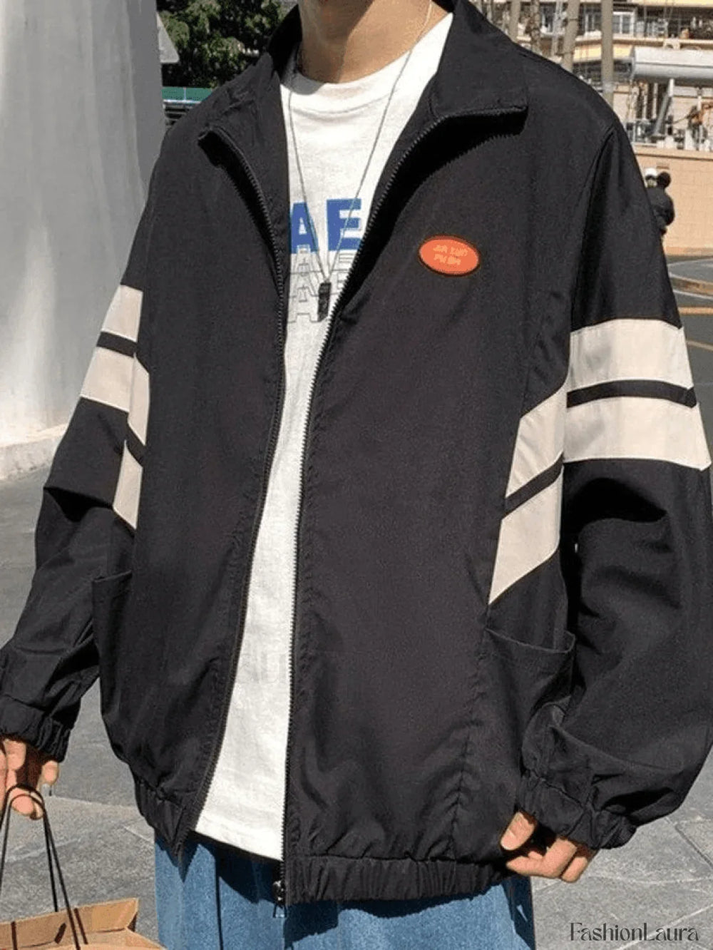 Men’s Contrast Striped Zip Up Jacket Black / M Jackets