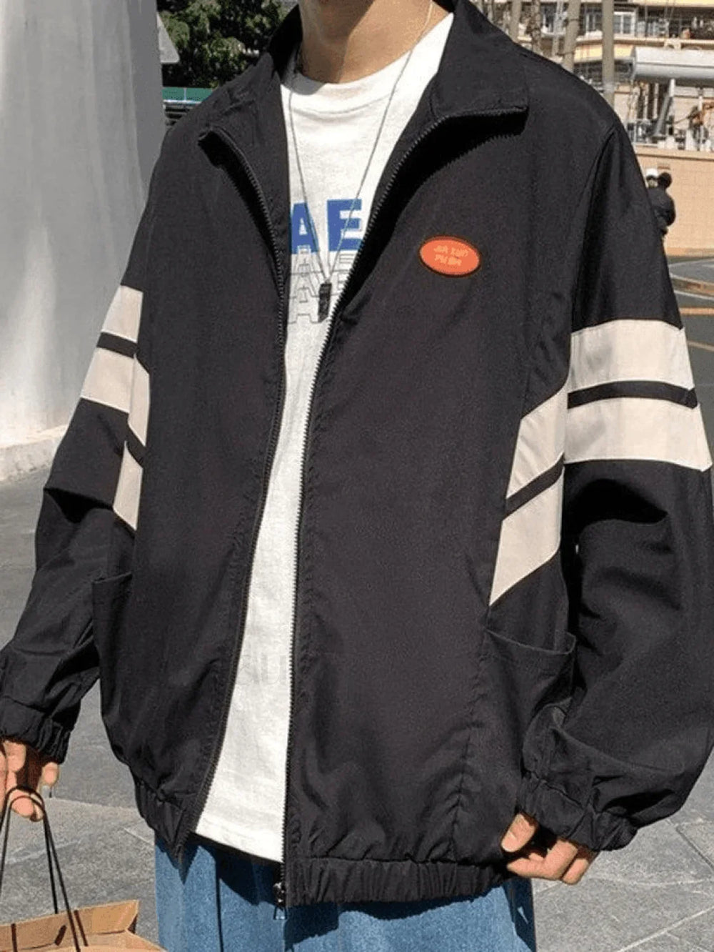 Men’s Contrast Striped Zip Up Jacket Black / M Jackets