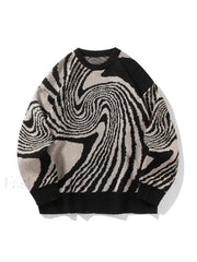 Men’s Crew Neck Jacquard Knit Sweater Black / M Sweaters