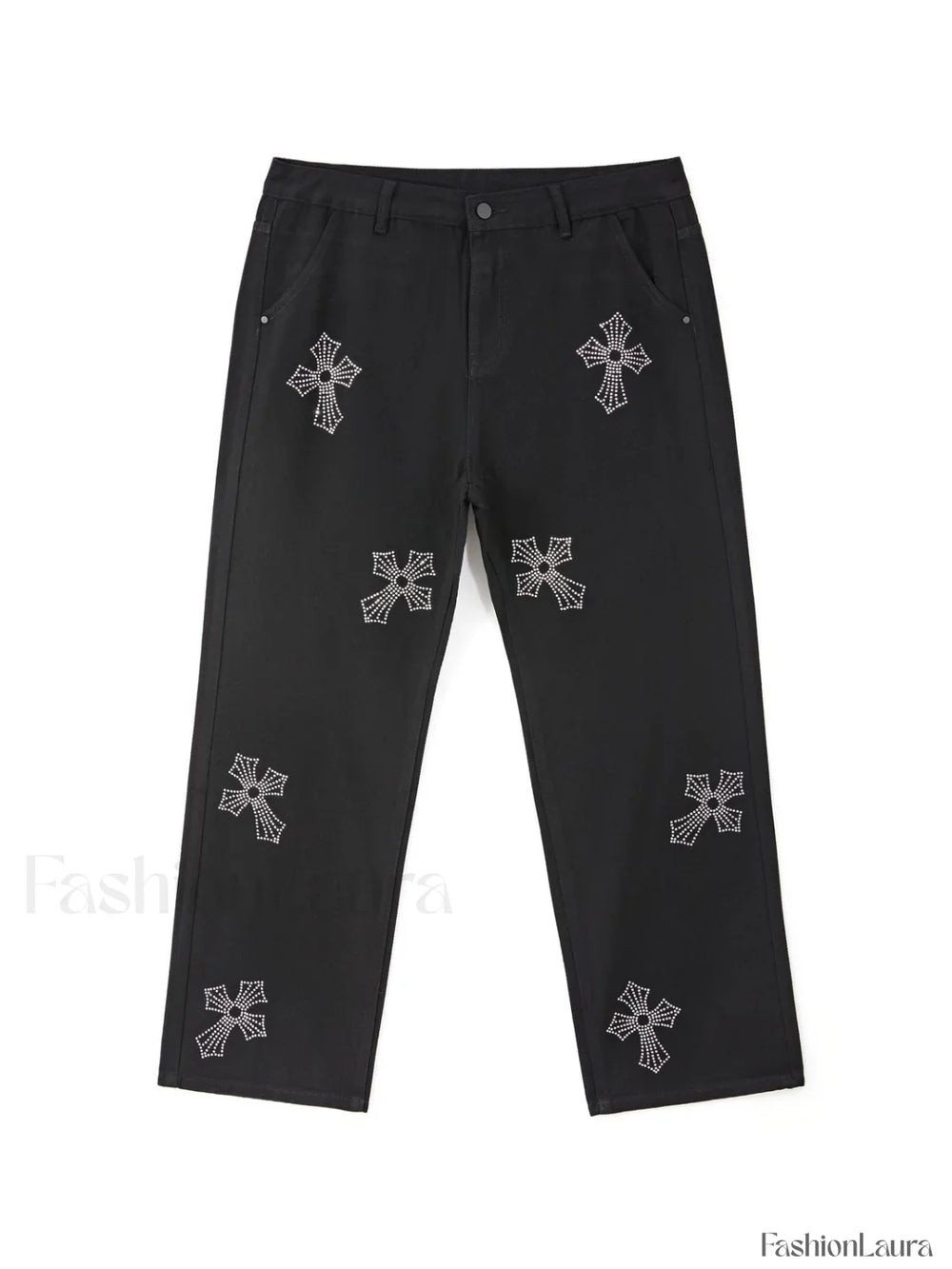 Men’s Cross Rhinestone Loose Fit Jeans Slim jeans