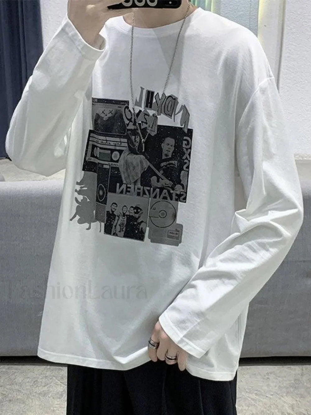 Men’s Era Graphic Long Sleeve Tee White / M Tops&Tees