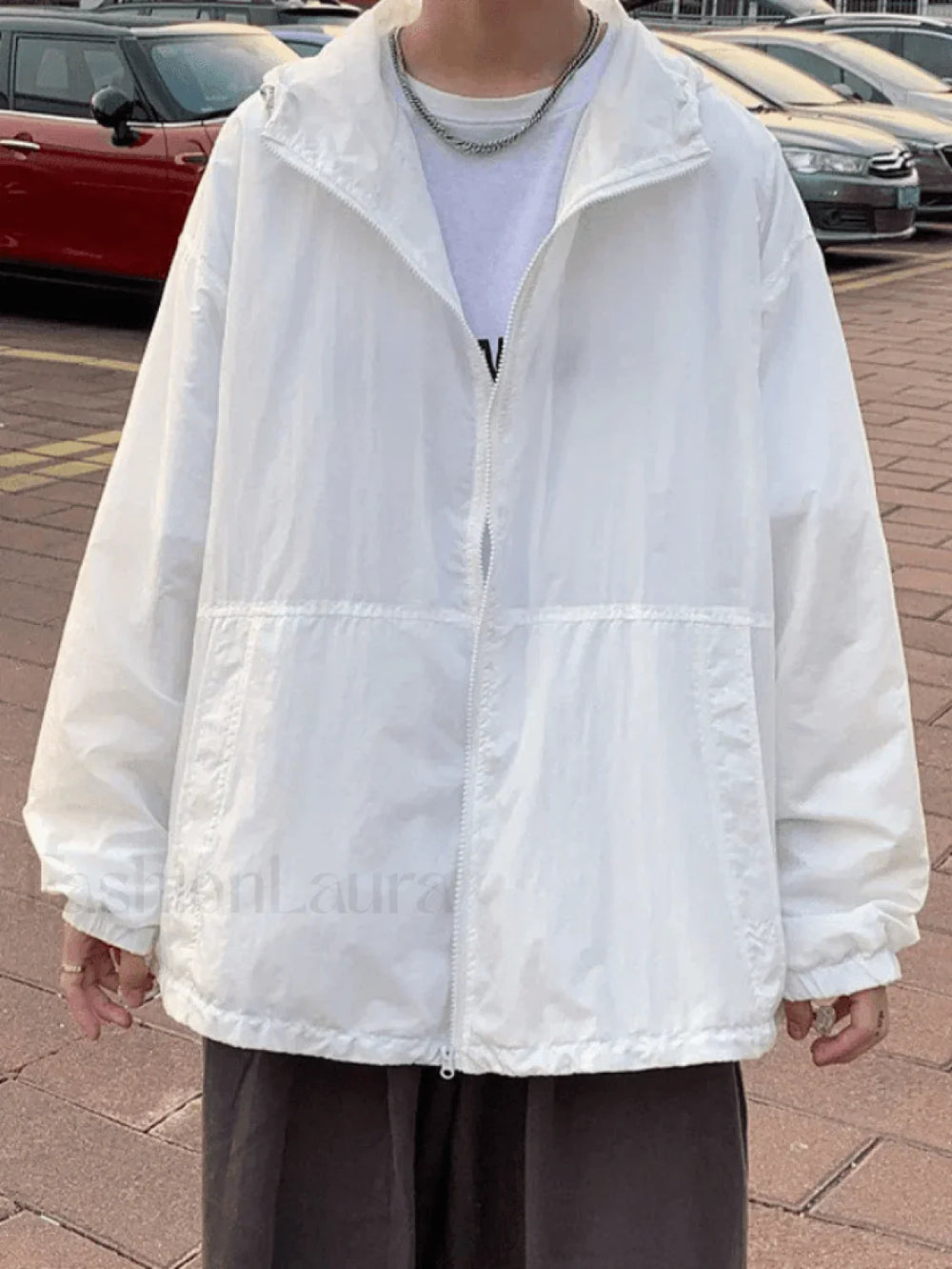 Men’s Lightweight Zipper Hooded Jacket White / M Jackets