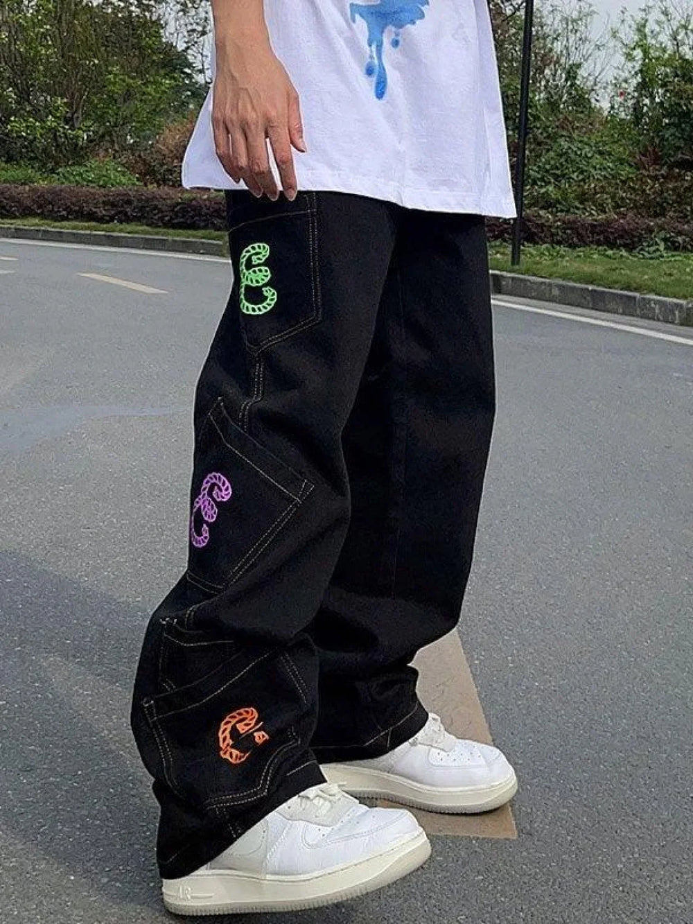 Men’s Multi Pocket Printed Cargo Jeans Jeans