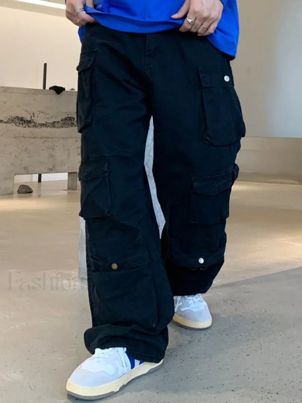 Men’s Multi Pockets Loose Cargo Pants Black / XL Cargo Pants
