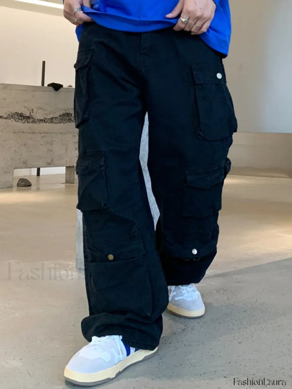 Men’s Multi Pockets Loose Cargo Pants Black / XL Cargo Pants