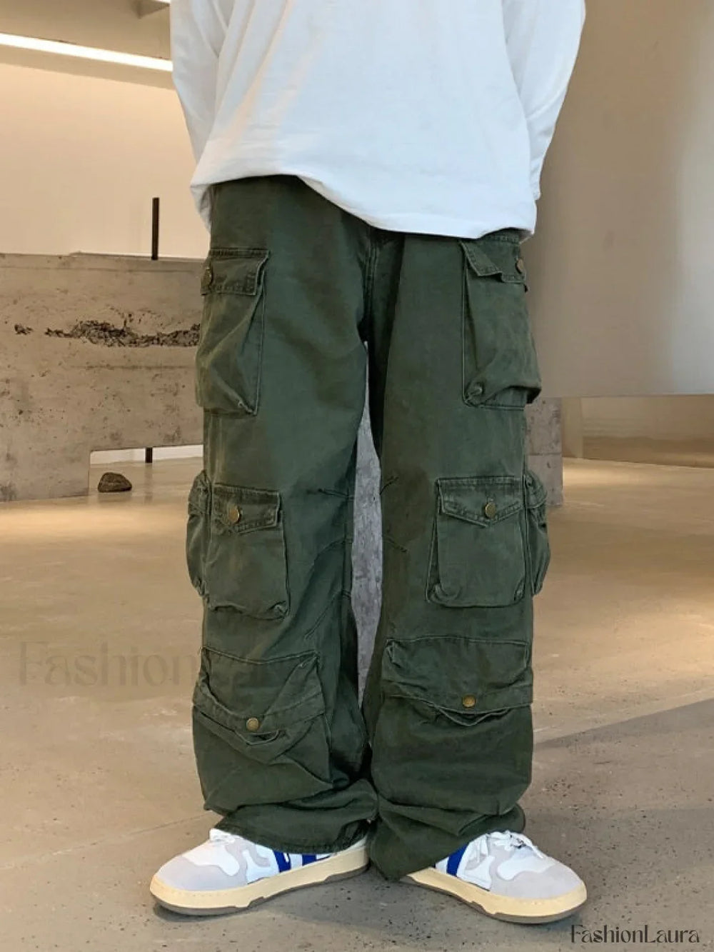 Men’s Multi Pockets Loose Cargo Pants Green / XL Cargo Pants