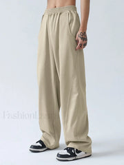 Men’s Paneled Loose Casual Pants Straight Leg Pants