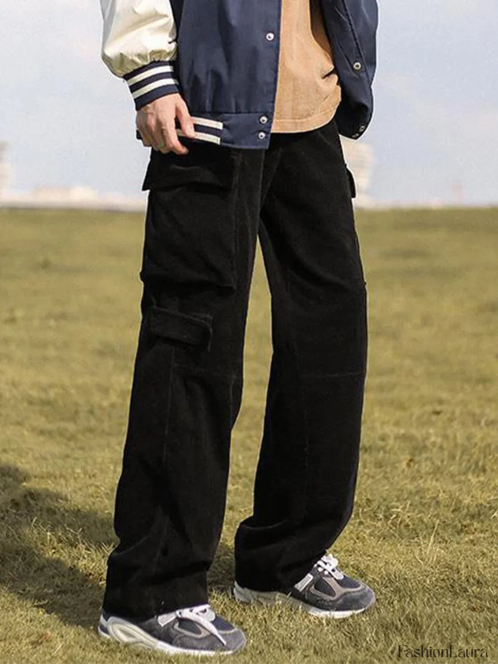 Men’s Patch Pocket Vintage Straight Cargo Pants Cargo Pants