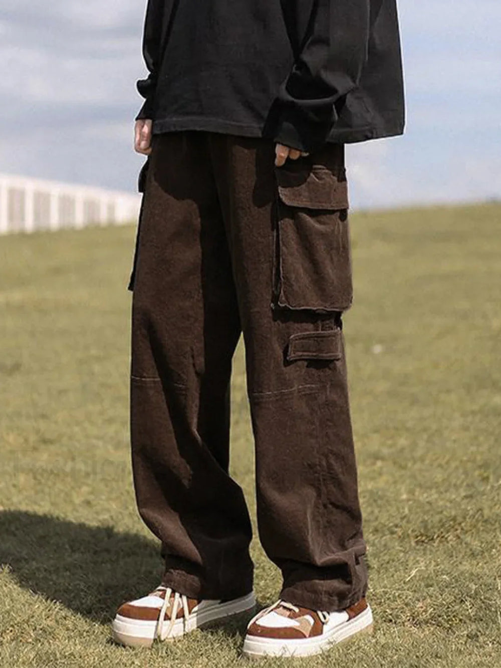 Men’s Patch Pocket Vintage Straight Cargo Pants Cargo Pants