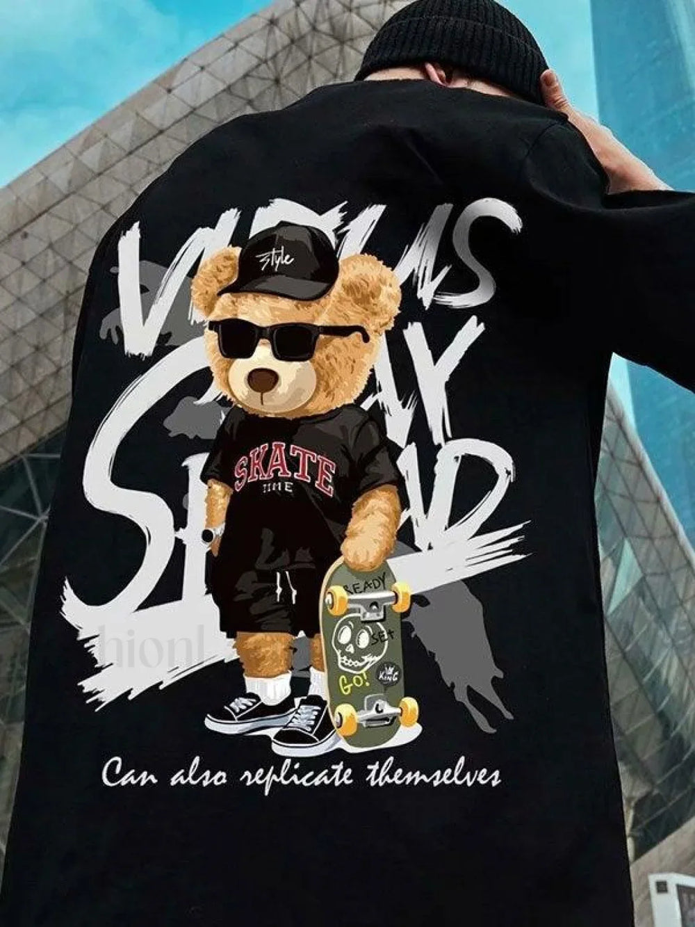 Men’s Skate Bear Graphic Tee Black / M Tops&Tees