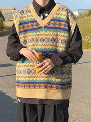 Men’s Vintage Jacquard Sweater Vest Off White / M Sweaters