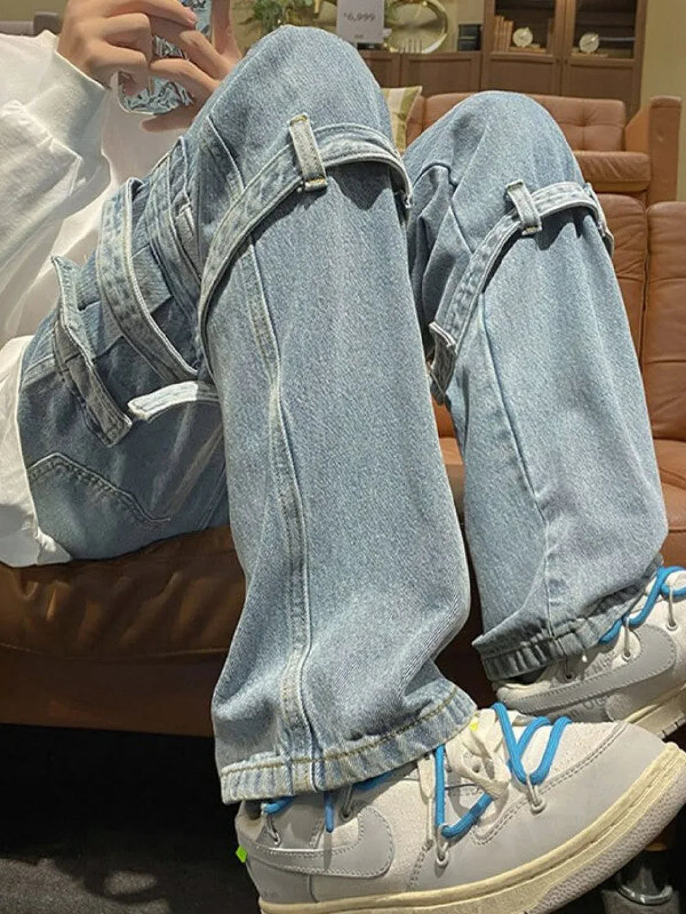 Men’s Vintage Straight Leg Cargo Jeans loose jeans