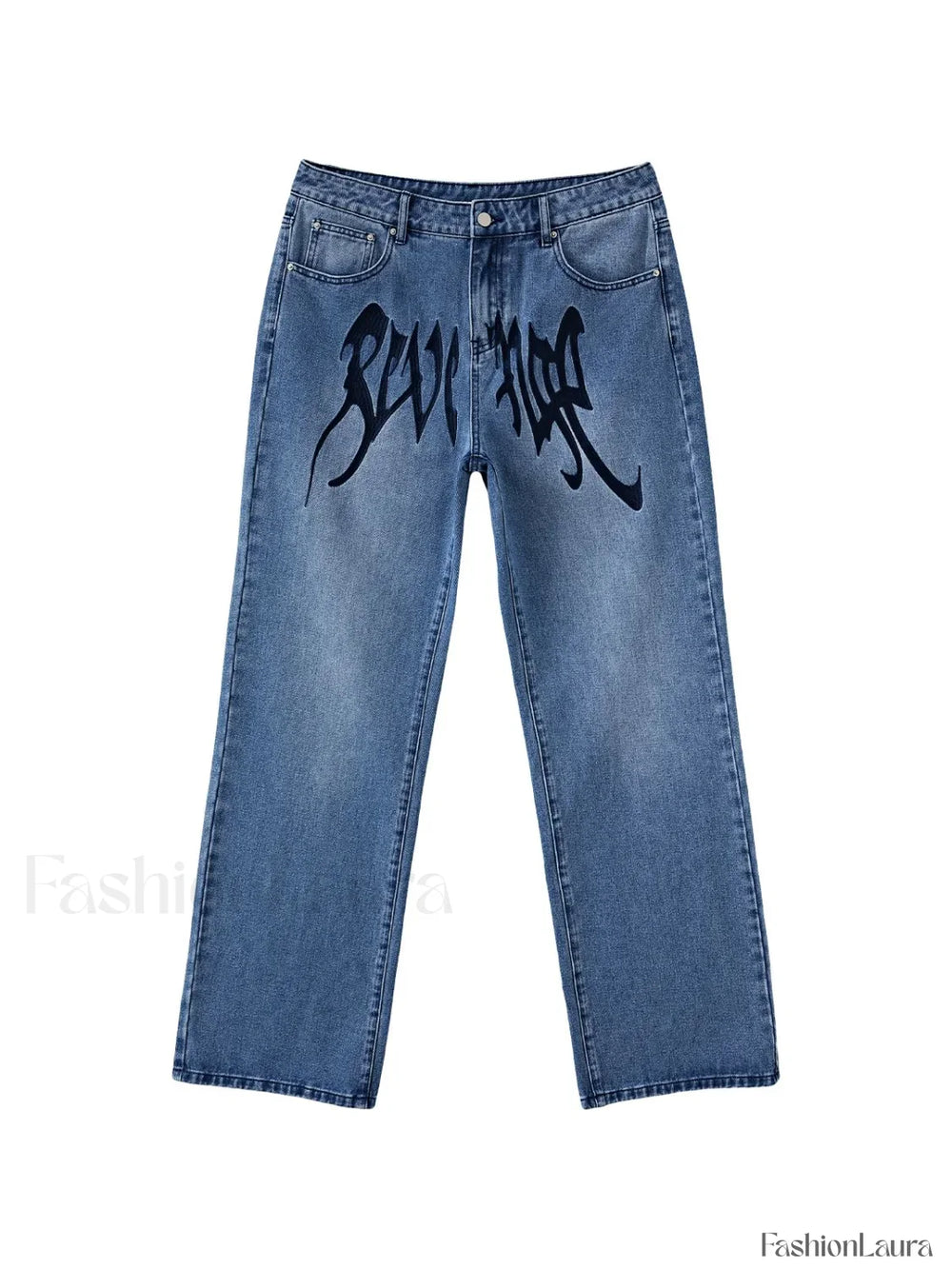 Men’s Washed Revenge Straight Leg Jeans loose jeans