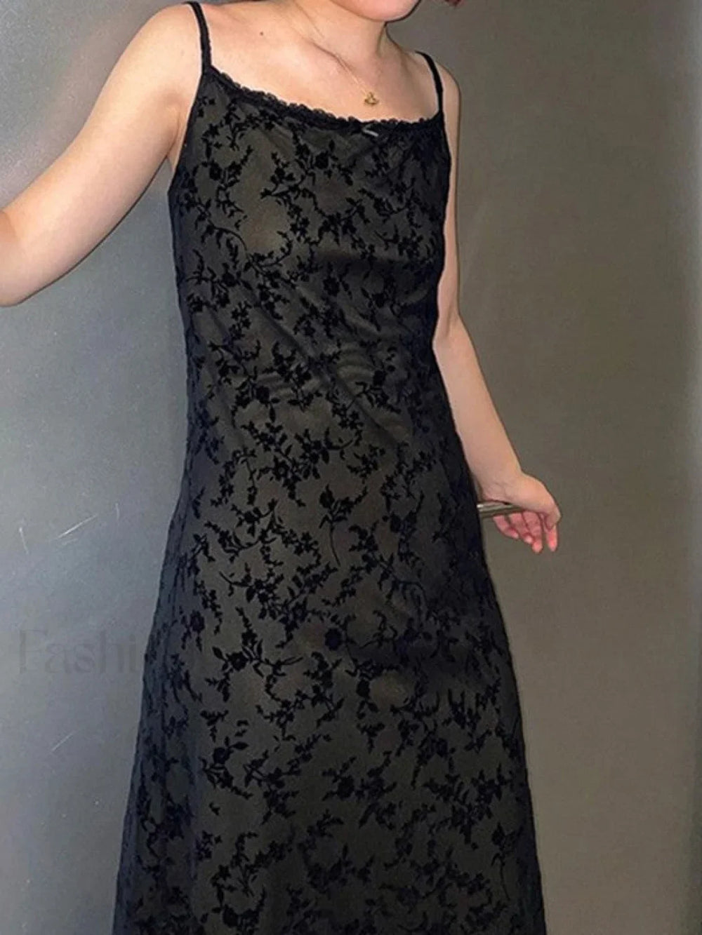 Mesh Paneled Floral Maxi Dress Maxi Dresses