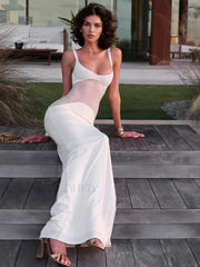 Mesh Patchwork Bodycon Maxi Dress