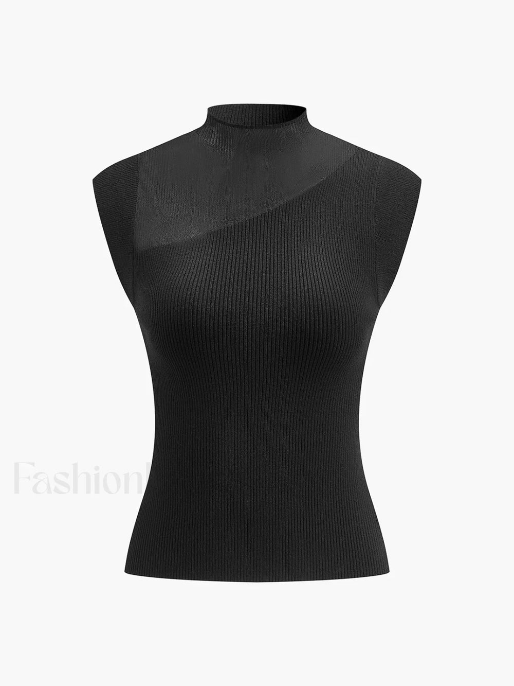 Mesh Patchwork Sleeveless Top Knit Tops