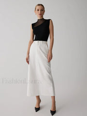 Mesh Patchwork Sleeveless Top Knit Tops