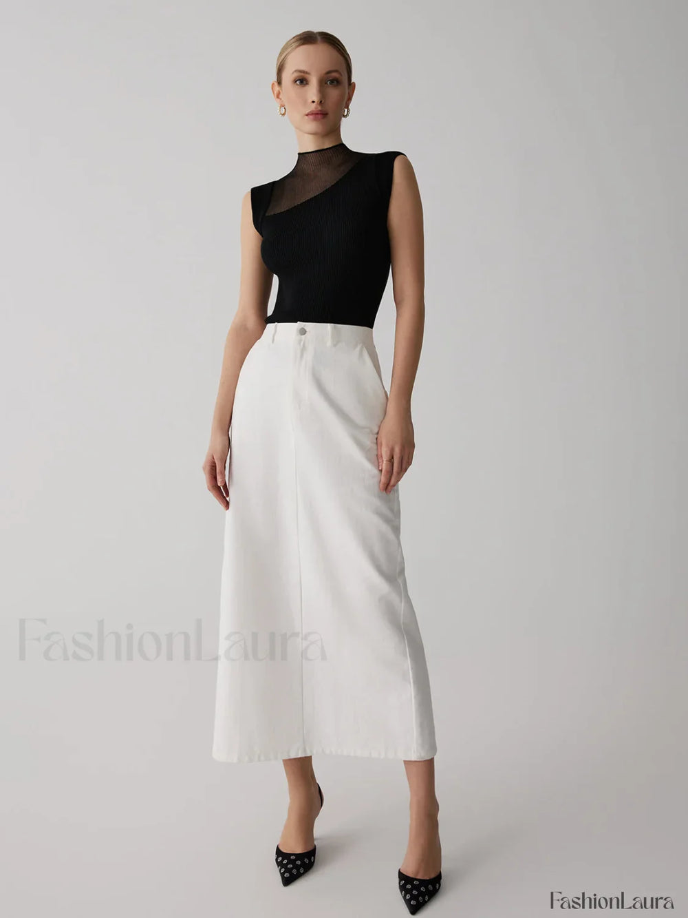 Mesh Patchwork Sleeveless Top Knit Tops