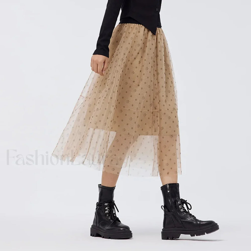 Mesh Polka Dot Umbrella Skirt