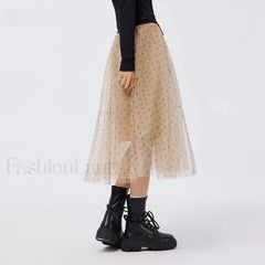 Mesh Polka Dot Umbrella Skirt