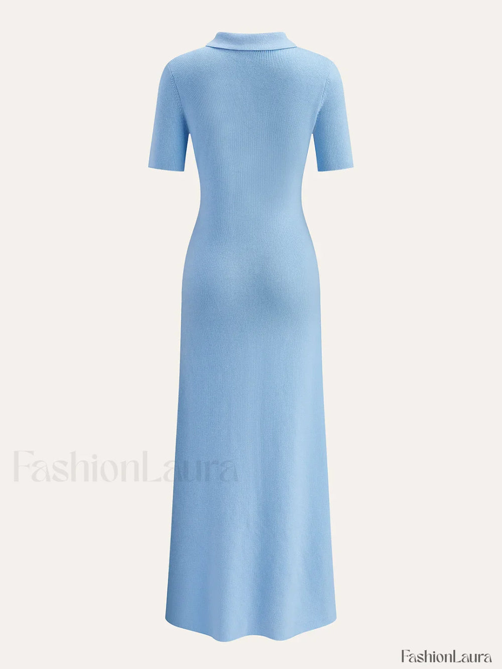 Metal Button Collar Midi Dress Knit Dresses