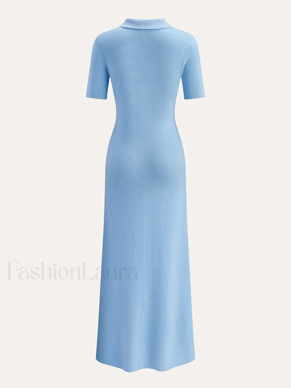 Metal Button Collar Midi Dress Knit Dresses