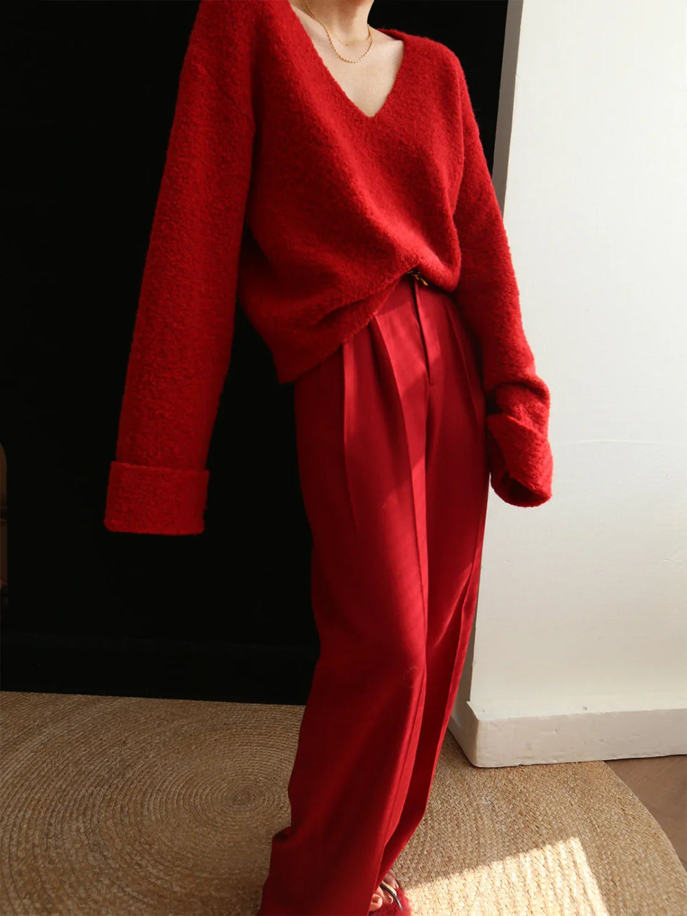 Middle Waist Pleated Tapered Pants Pants