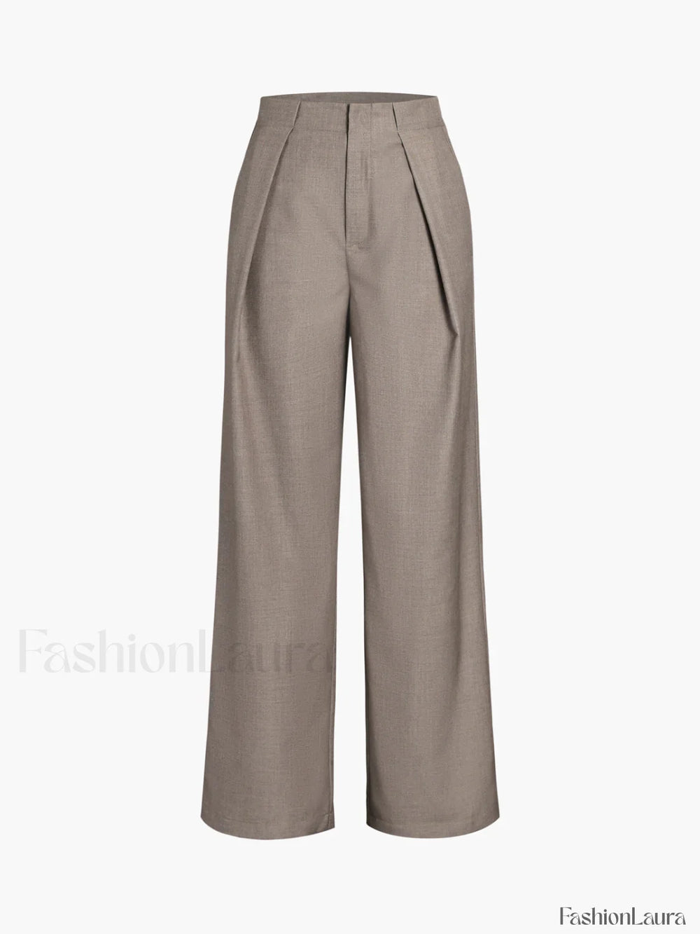 Middle Waist Solid Trendy Pocket Straight Leg Pants Khaki / XS Pants