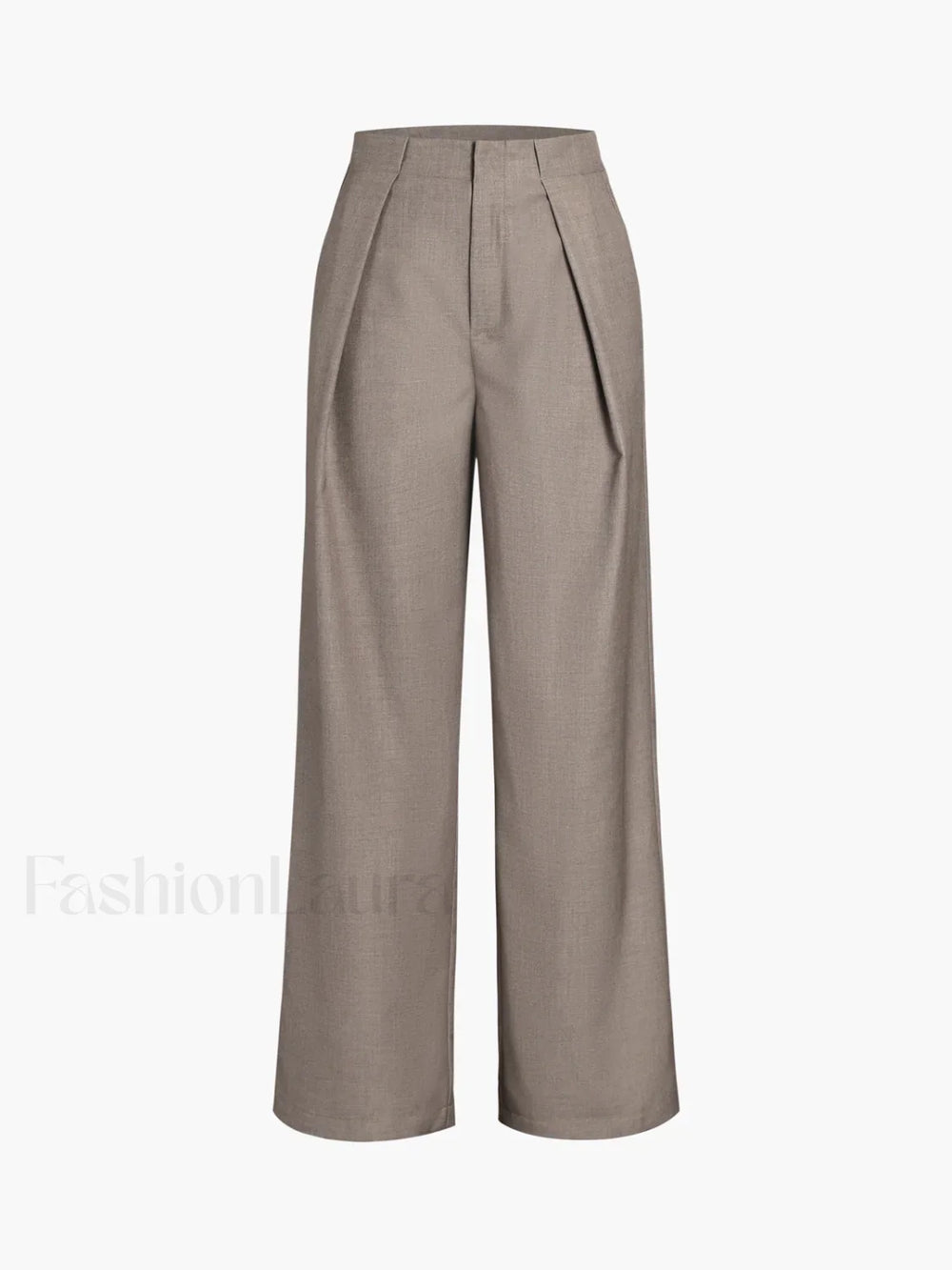 Middle Waist Solid Trendy Pocket Straight Leg Pants Khaki / XS Pants
