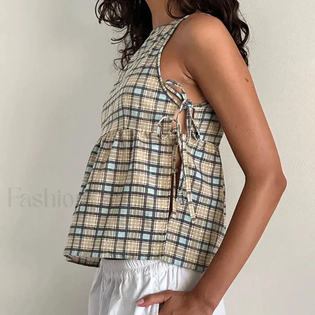 Milkmaid Side Tie Crop Top